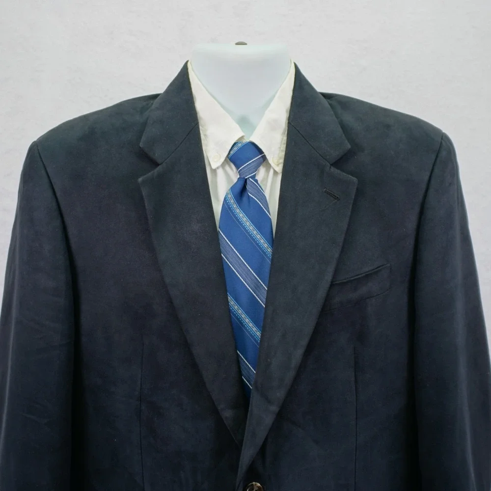 Chaps Polyester‎ Suede Lined Black 2 Button Blazer 40R